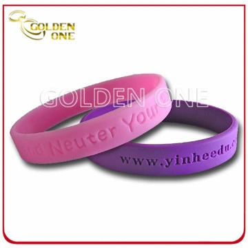 Fashion Custom Segmented Color Concave Logo Silicone Rubber Bracelet