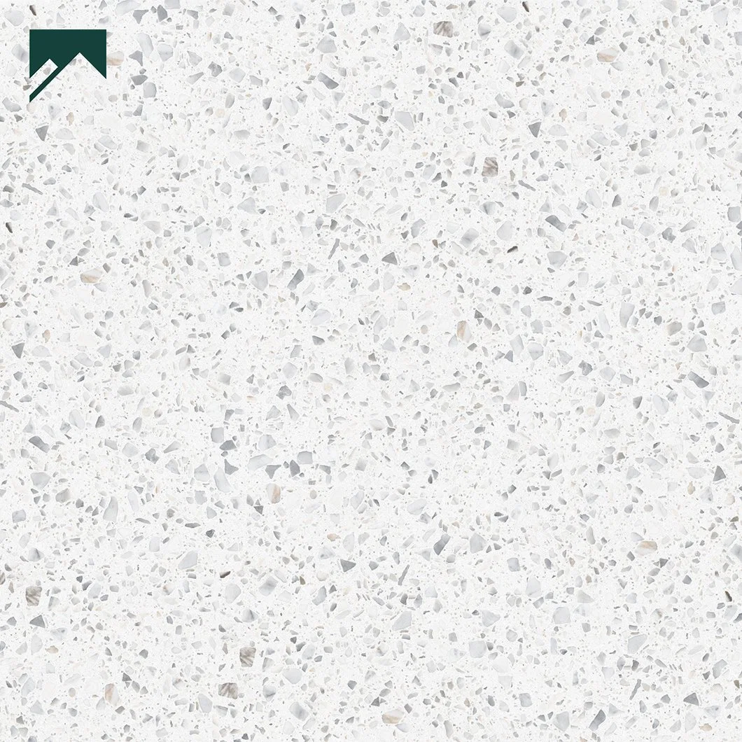 60X60cm Pretty White Soft Gloss Terrazzo Effect Ceramic Tile