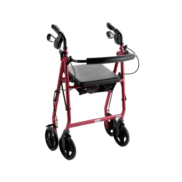 Bliss Medical Manufacture Double Brake System 4 Wheels Stand up Folding Rollator for Disabled Elderly People