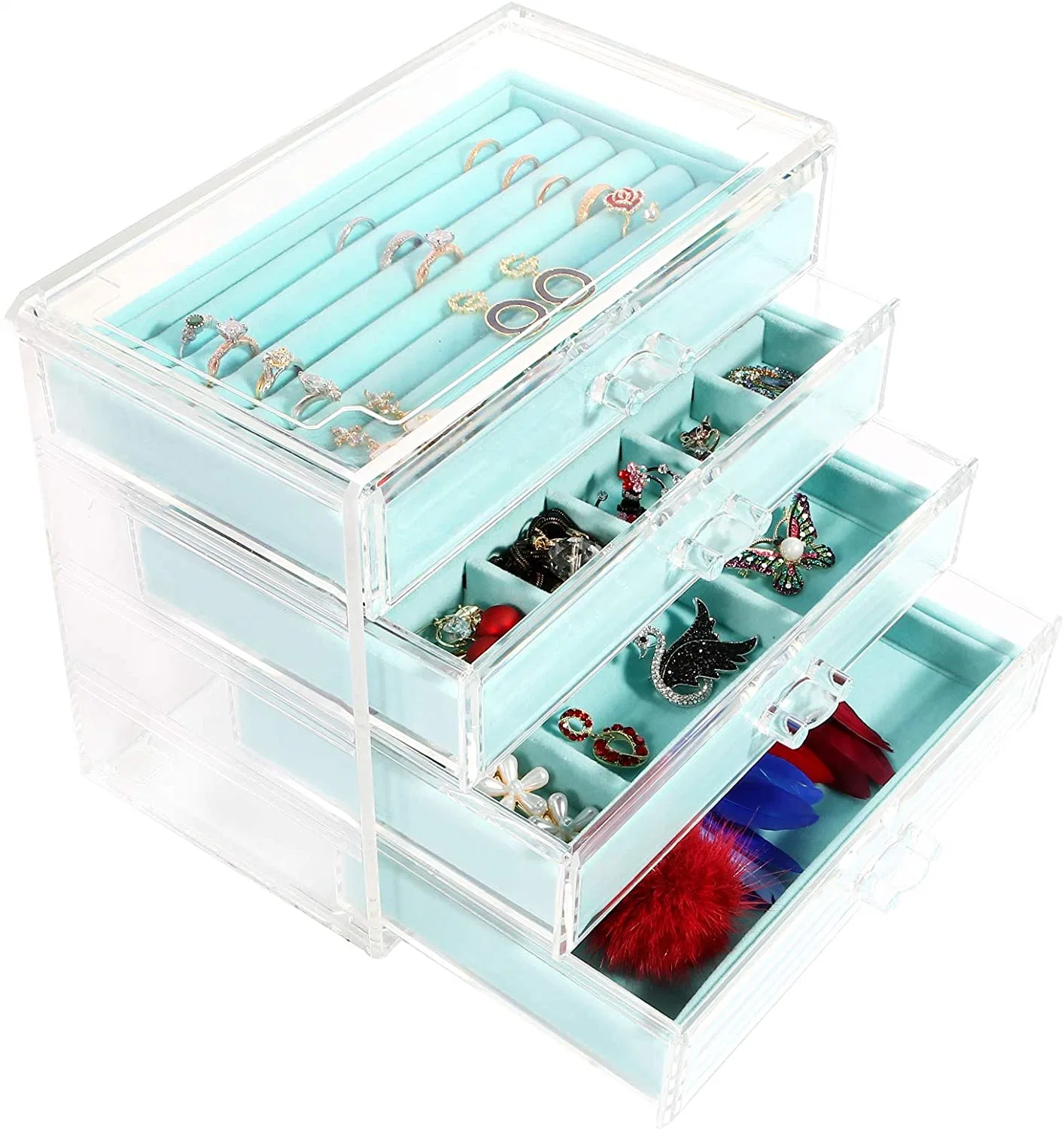 Acrylic Jewelry Box Jewelry Organizer Earring Rings Necklaces Display Storage Case