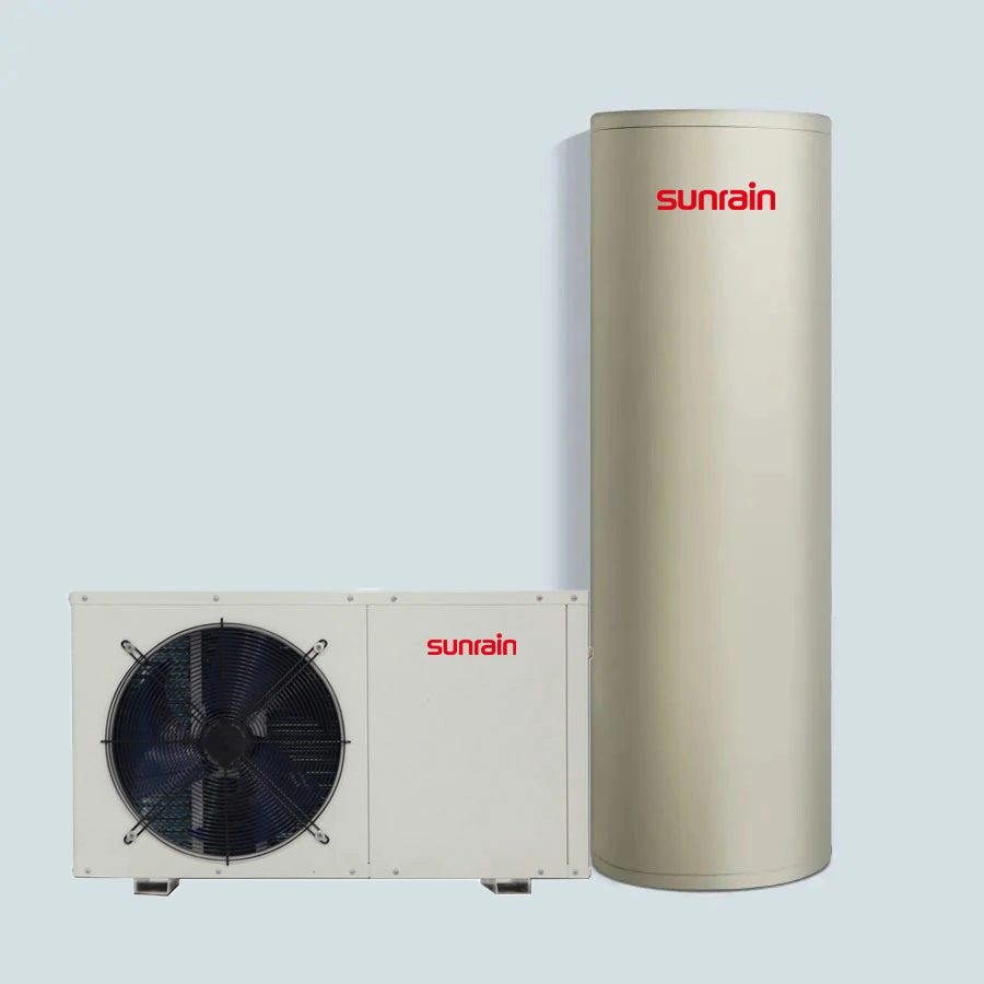 Sunrain Hot Vender tanque de esmalte anticorrosivo R410A Split Air A bomba de calor de agua Calentador de agua para calor sanitario doméstico Agua