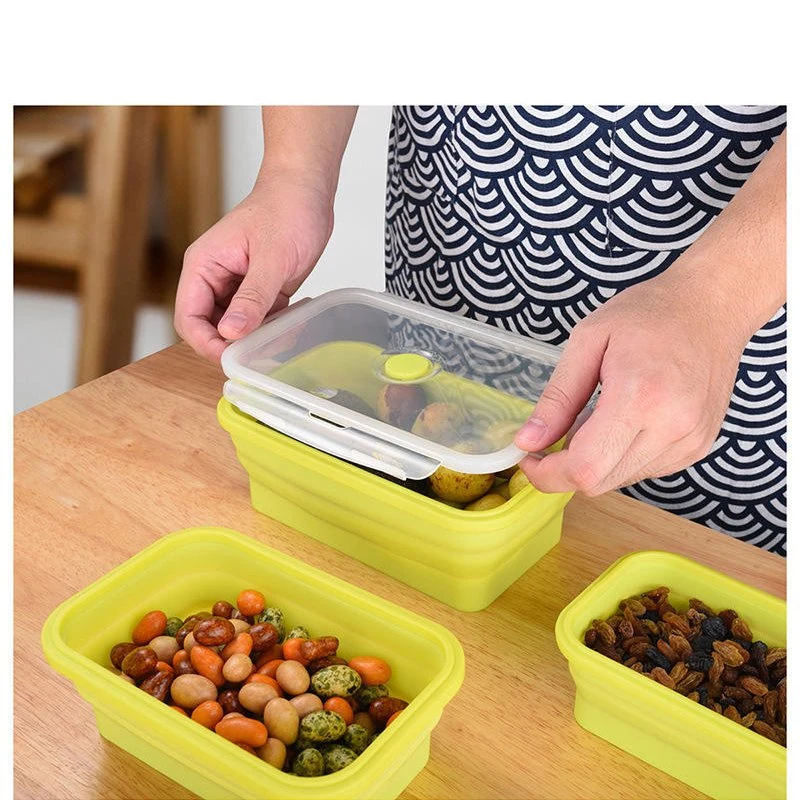 350ml 500ml 800ml 1200ml Collapsible Foldable Silicone Lunch Boxes Microwave Silicone Food Storage Container