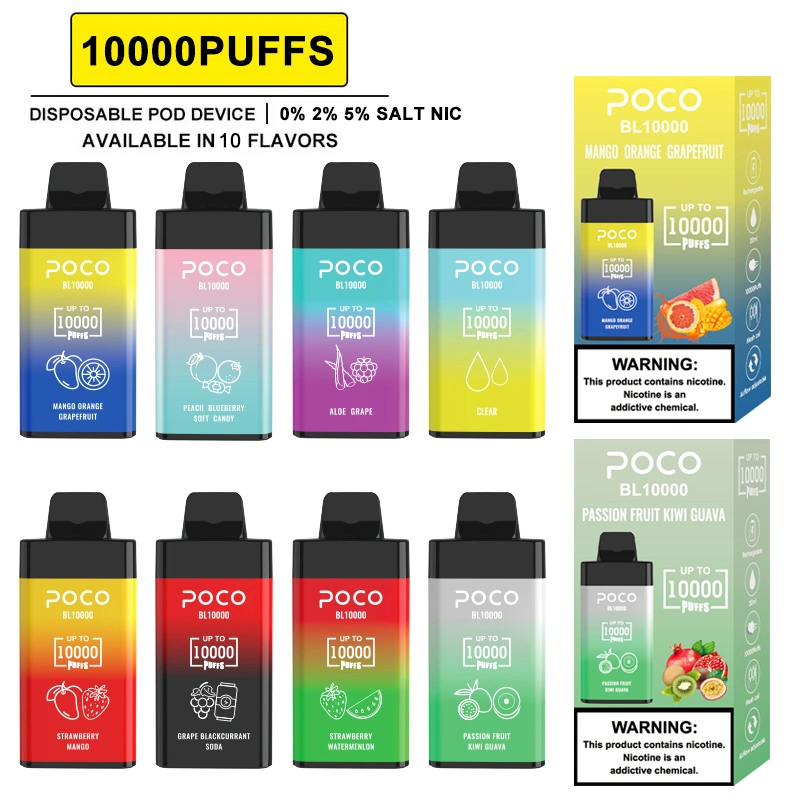 Hotsale Poco 10000bouffées Bar avec 20ml de capacité Vape acceptent les échantillons jetables