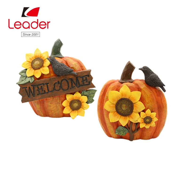 New Design Resin Pumpkin with Flowers Fall Thanksgiving Pumpkin for Autumn Fall Thanksgiving Harvest Home Decor