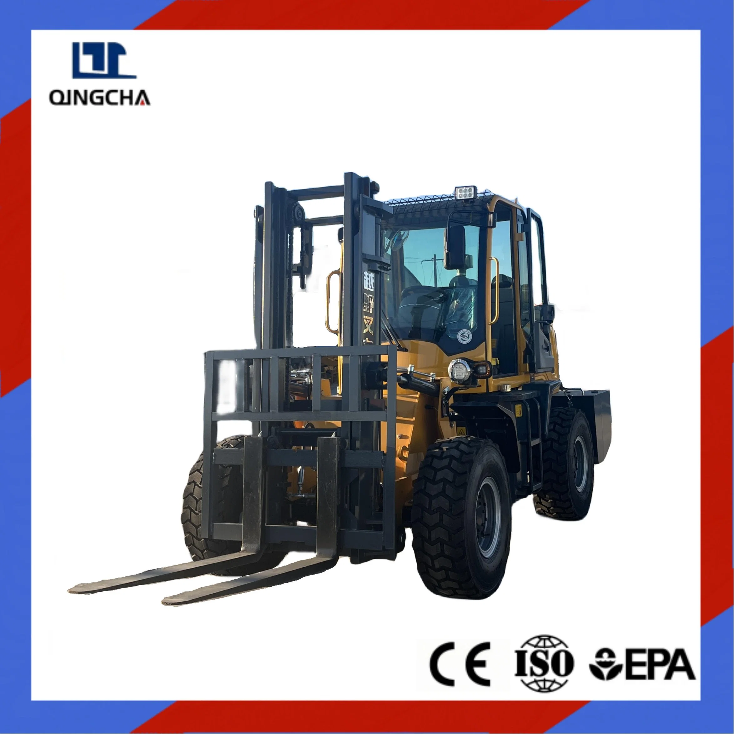 3/4/5ton All Terrain Rough Terrain Forklift with All Four Wheel Drive 4X4 Used for Construction Site