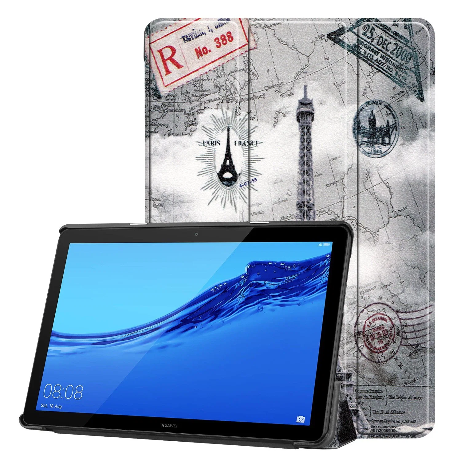 Premium Hard Protective Back Cover Slim Shell PU Leather Tri-Fold Smart Case for Huawei Matepad T5 10.1