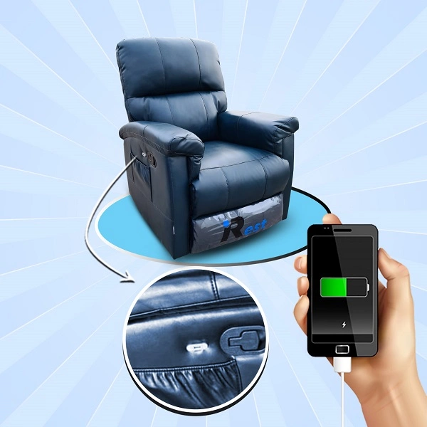 Blue Leather 330 Marshall Massage Chair Recliner