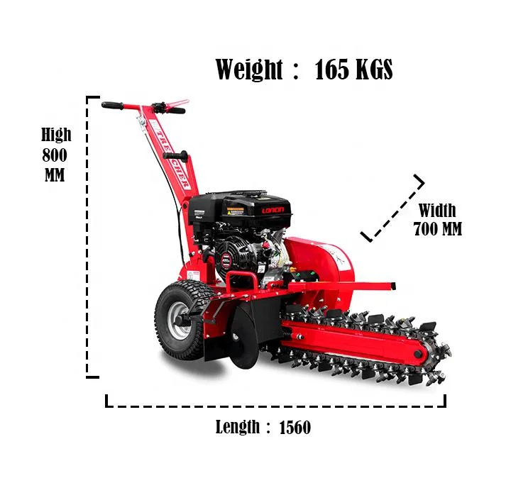 K-Maxpower 15HP 600mm Gasoline Mini Chain Trencher Machine Digger with CE Certificate