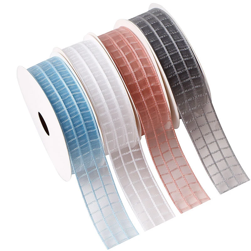 Ribbon 9-38mm Nylon Mesh Plaid Ribbon