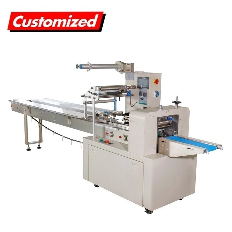 Custom Biscuit Chocolate Cake Products Pillow Bag Automatic Flow Packing Wrapping Machine