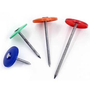 1"*12g Grip-Cap 3000PCS Bucket Electro Galvanized Ring Shank Plastic Cap Roofing Nail for Us and Canada Market