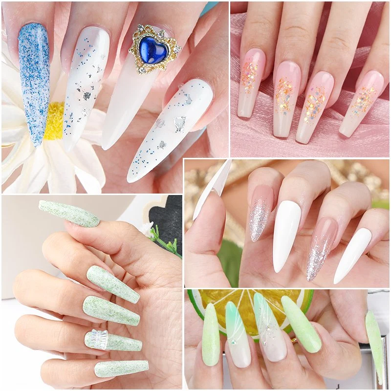 Custom Color Clear Pink White Carving Crystal Polymer 3D Builder Nails Extension Acrylic Powder