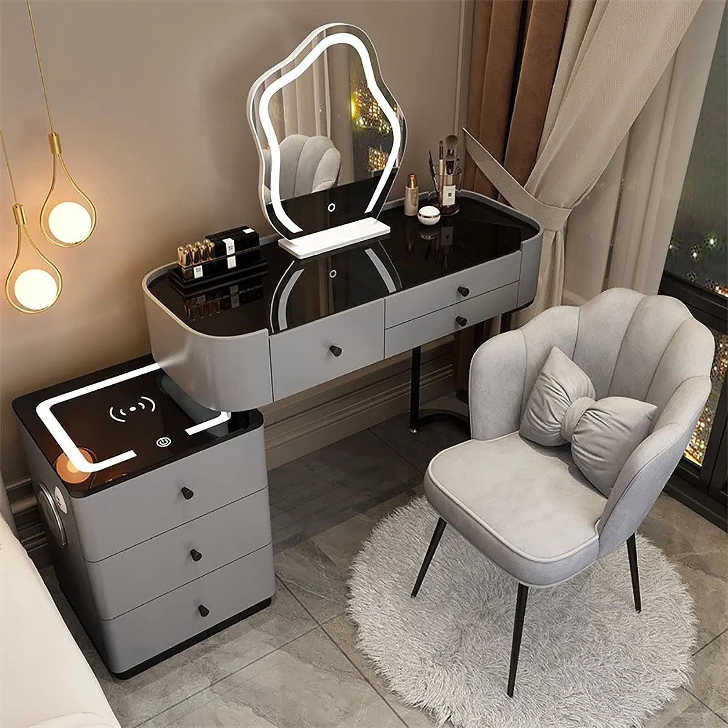 Nova Smart Bedroom Dresser Table Vanity Set Furniture with Mirror and Lights Wooden Make up Table