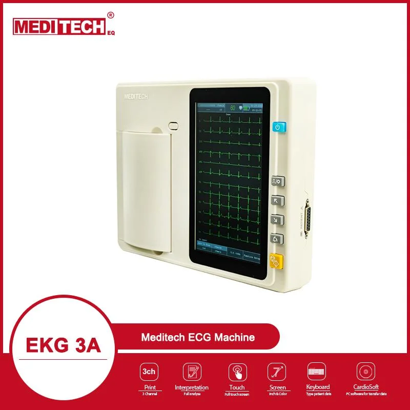 High-End ECG Machine with EKG Cable 3 Channel Electrocardiograph ECG Electrodes CE Approved