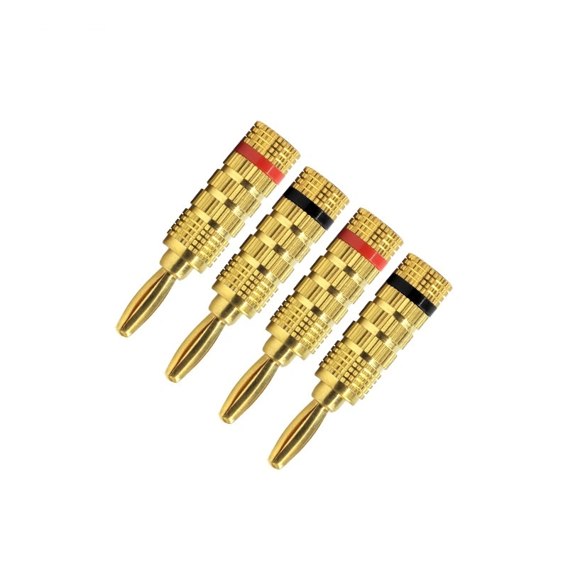 4mm Copper Gold Plated Solderless Non-Slip Audio Plug Power Amplifier Speaker Wire Banana Male Connector