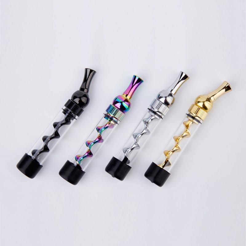 7p Mini Metal Universal Rotating Mouth Pipe Spiral Orbit Smoking Pipe Durable Glass Tobacco Pipe with Gift Box & Accessories