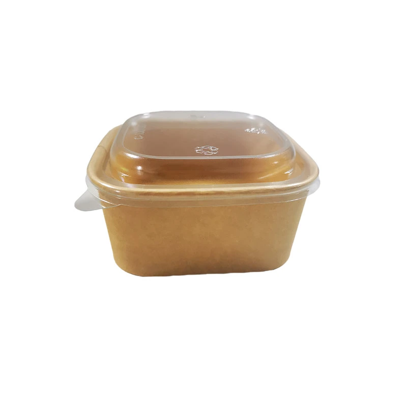 Disposable Biodegradable Food Packaging Takeaway Kraft Paper Salad Bowl with Bowl Lid