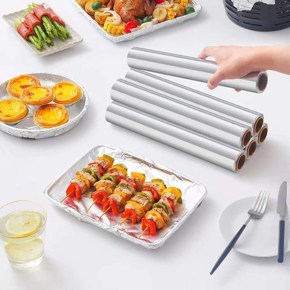 Hoch-und Niedertemperatur-Tinfoil-Rolle kann angepasst werden Großhandel Gute Qualität BBQ im Freien Startseite Aluminium Folie Rolle Wrap Antihaftbeschichtung Grillbackgebratt