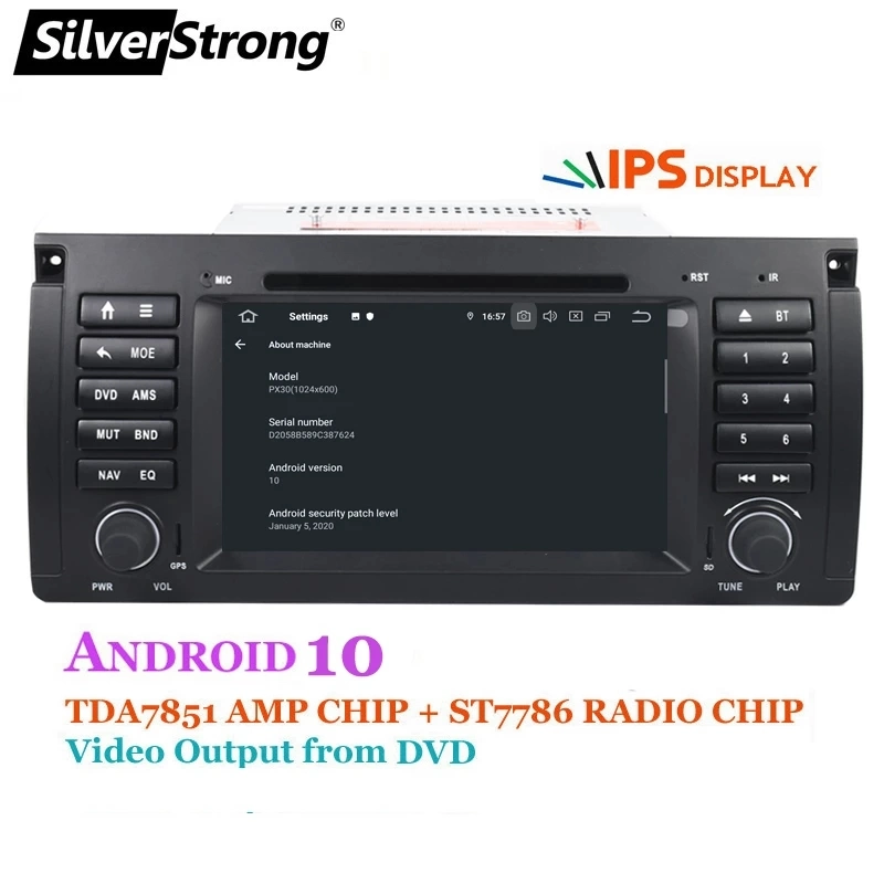 Silverstrong Auto DVD Mulyimedia Player PX5 4G 64G Android 10 Für BMW 5 Series E39 X5 E53 M5 GPS Navigation Radio DSP CarPlay