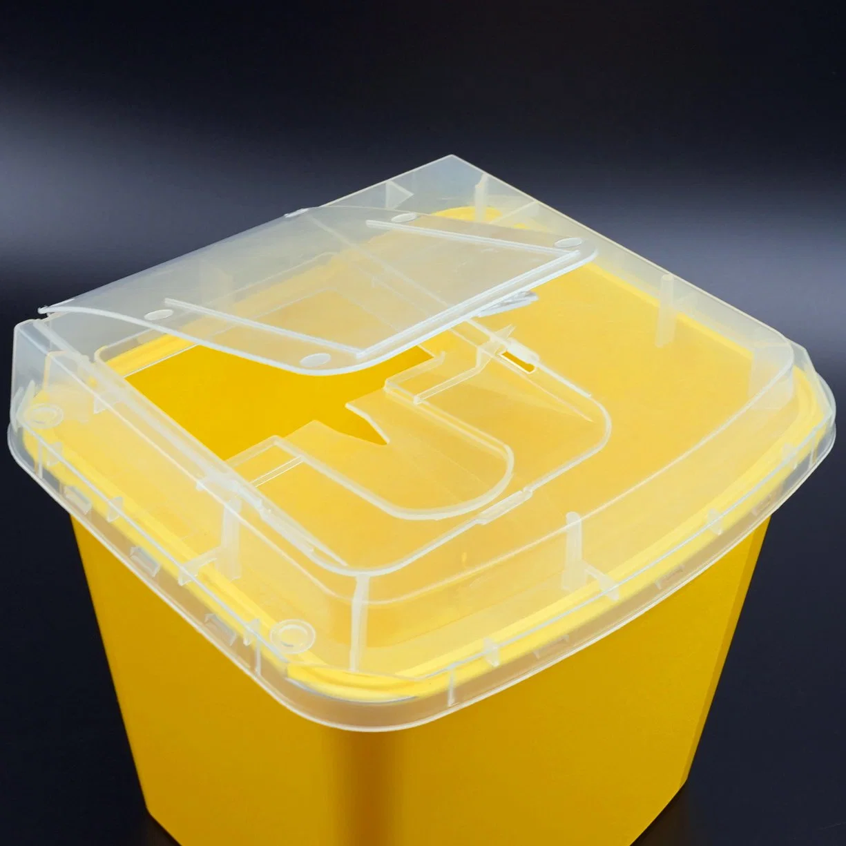 5L Medical Biohazard Waste Bin, Square Sharp Container with Floding Cap Type