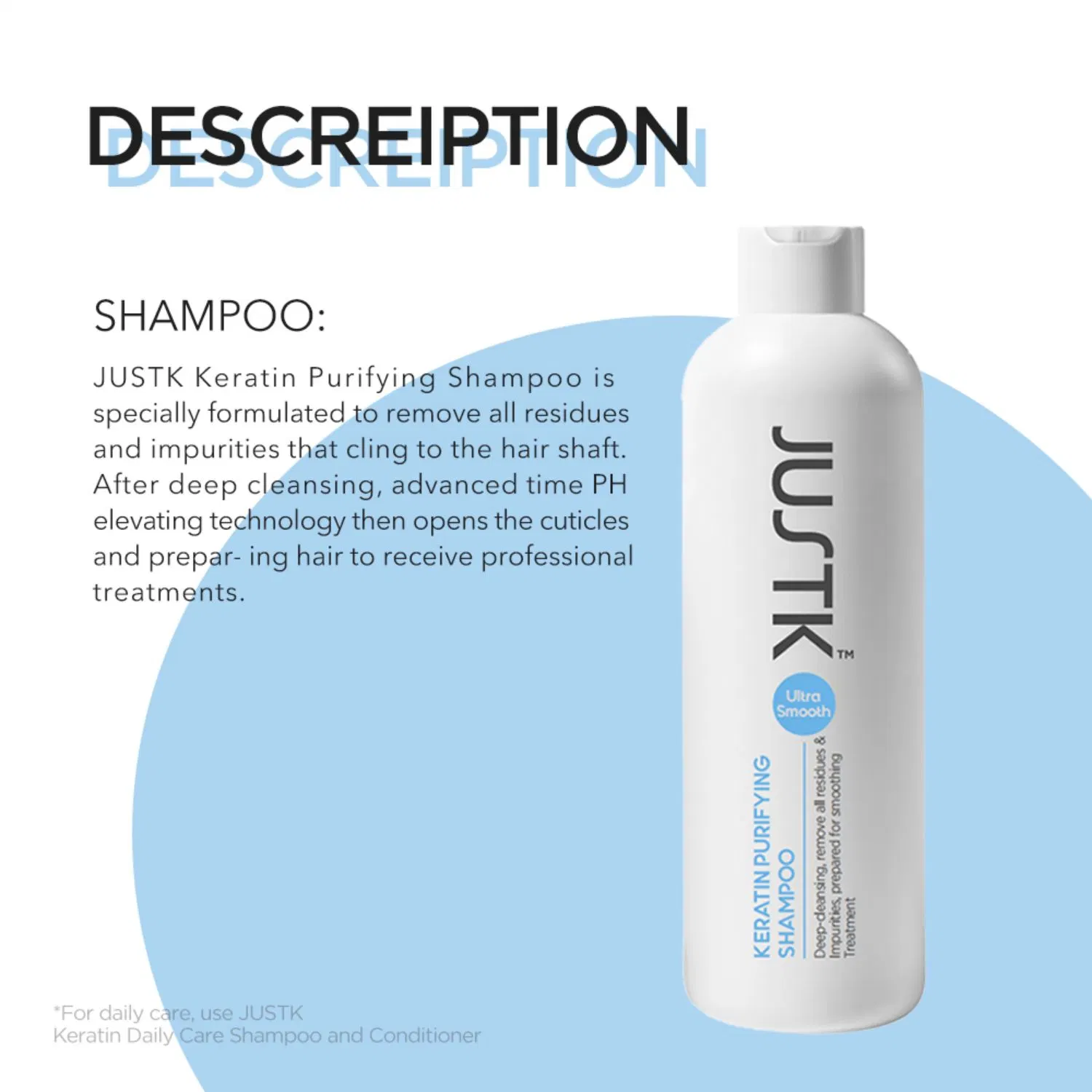 Justk Professional Keratin Limpieza profunda Shampoo Sulfato Salón gratuito Cosmético Productos