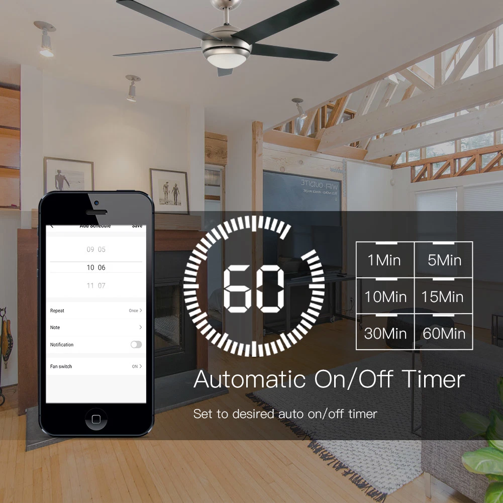 WiFi RF433 Smart Ventilador de techo Switch Smart Life/Tuya APP 2/3 Control de la manera el control remoto inalámbrico funciona con Alexa y Google