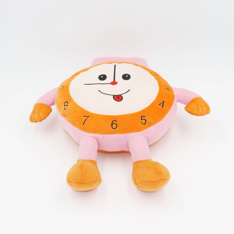 Soft Stuffed Embroidered Plush Clock Toy Pillow Cushion for Kids