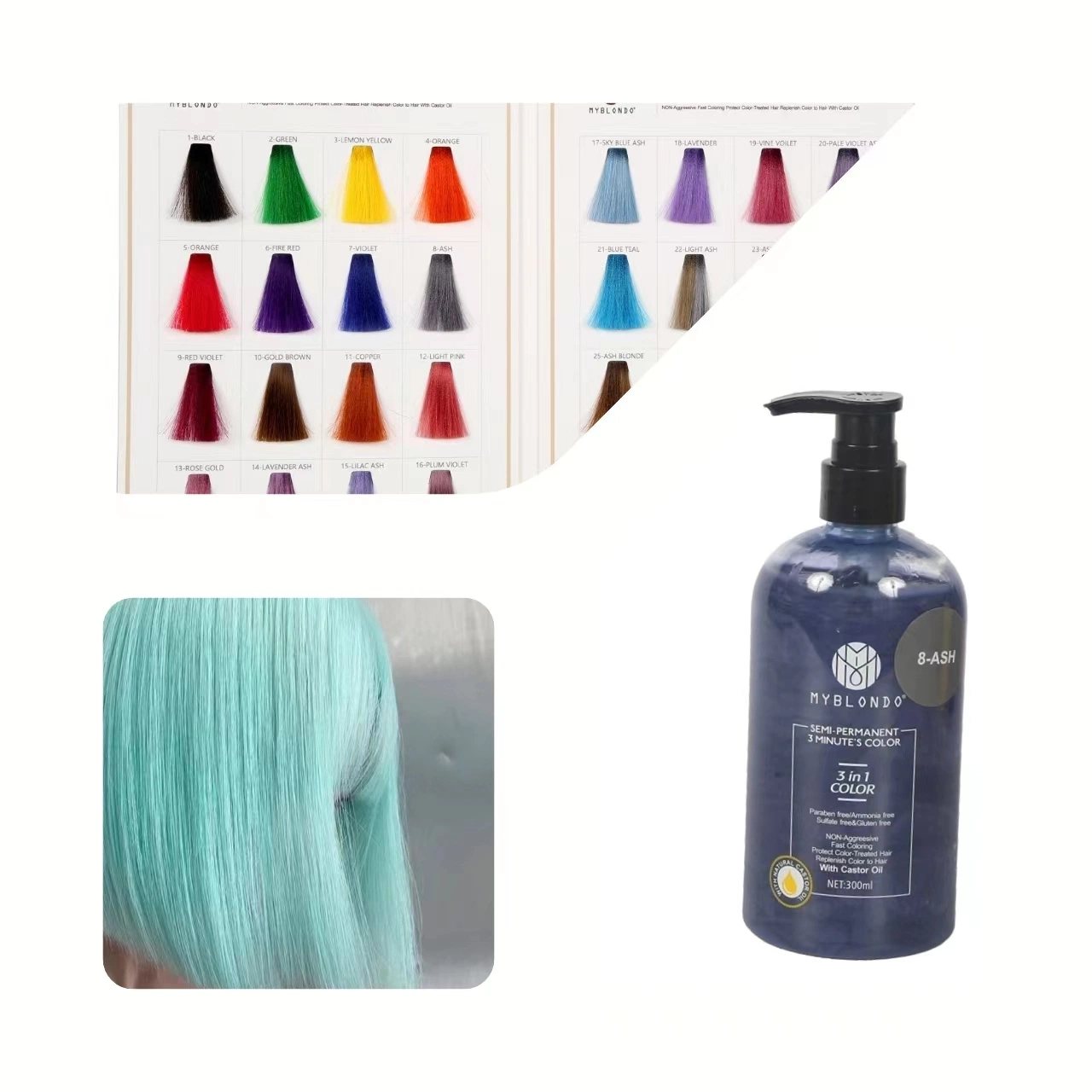 OEM Private Label Hair Dye Treatment Brown Color Hair Care Treatment