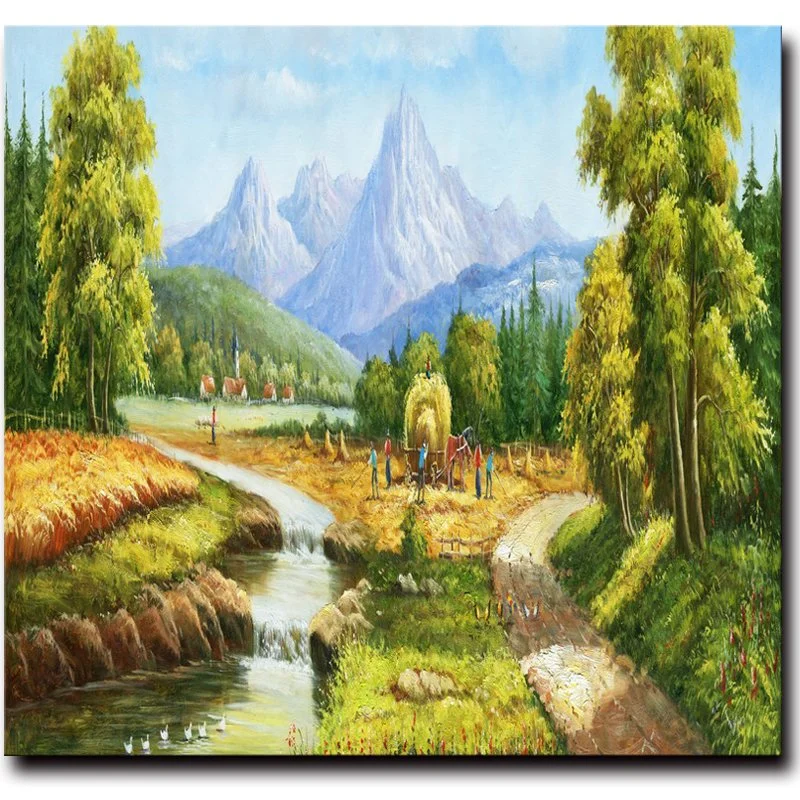 Wholesale Handmade Landscape Oil Painting on Canvas, Handmade Home Decoration Painting