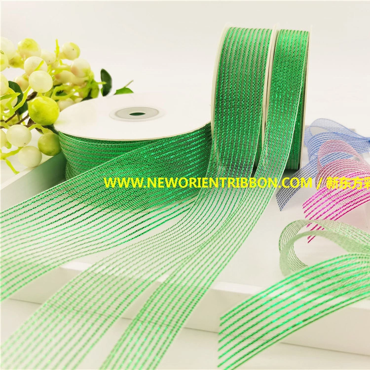 Metallic Stripe Ribbon/Custom Gifts Ribbon/Wrapping Ribbon/Packing Ribbon