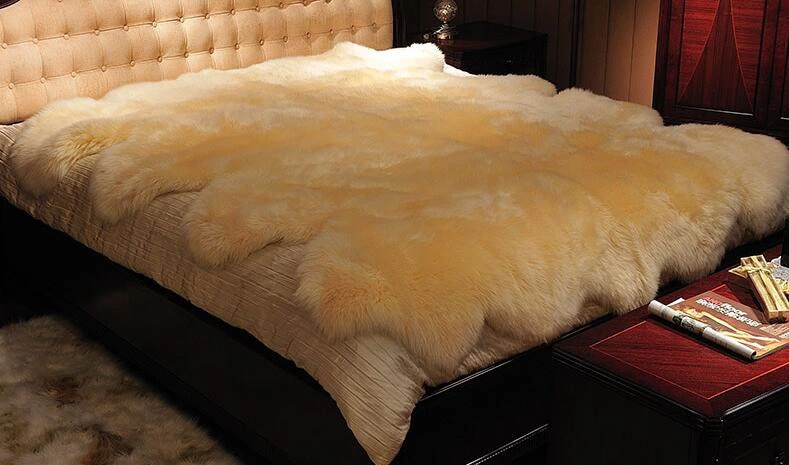 Genuine Sheepskin/Lambskin Octo Rug Carpet Throw Blankets for Floor Bed Interior Decor