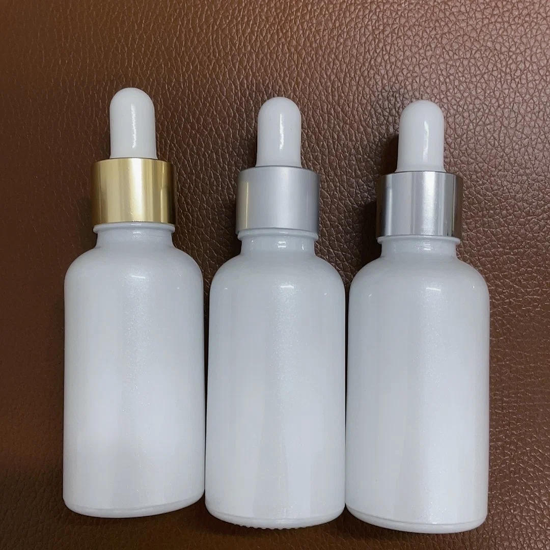 30ml Pearl White Glass Essential Oil Dropper Bottle