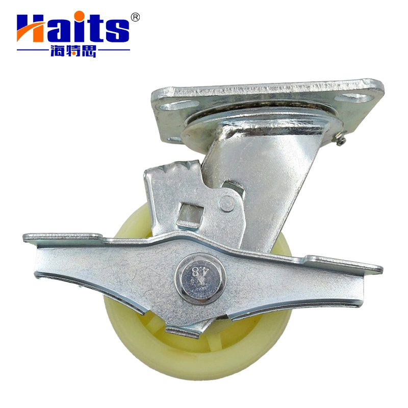 Heavy Duty Industrial Swivel Rigid Brake Casters Industrial Caster with blue Elastic Rubber Wheel