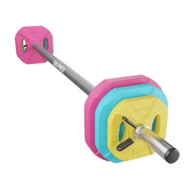 Mayorista/Proveedor Colorful Goma ajustable Peso Barbell Set 20kg bomba Para entrenamiento aeróbico