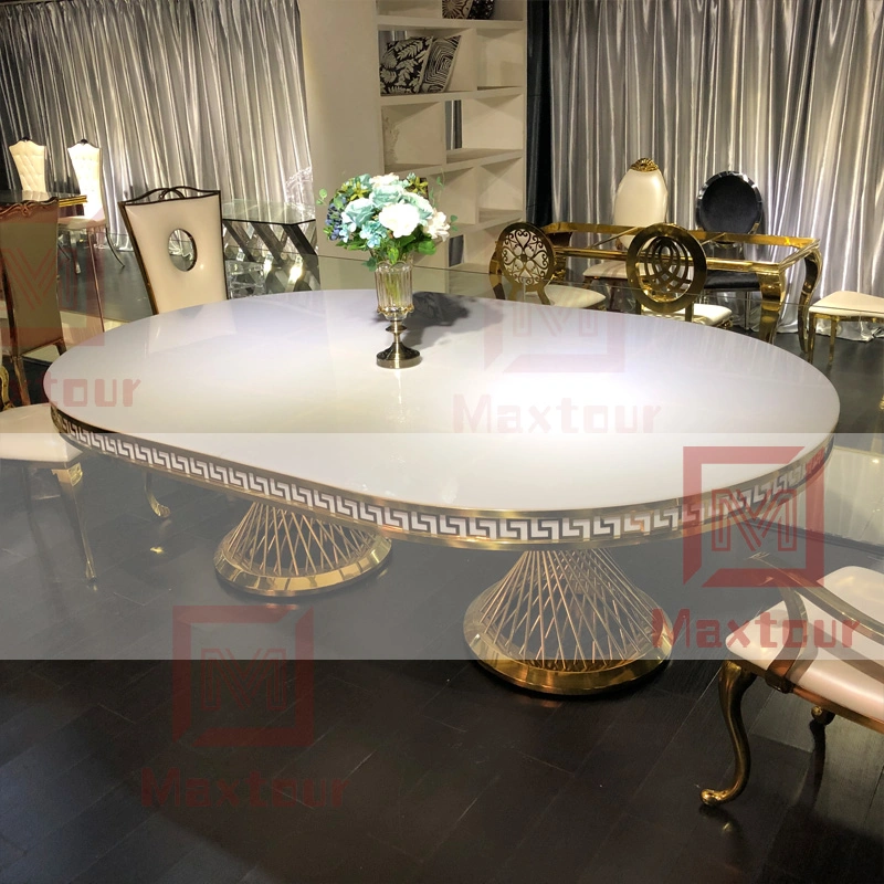 Modern Stainless Steel Acrylic Oval Wedding Table with LED Light