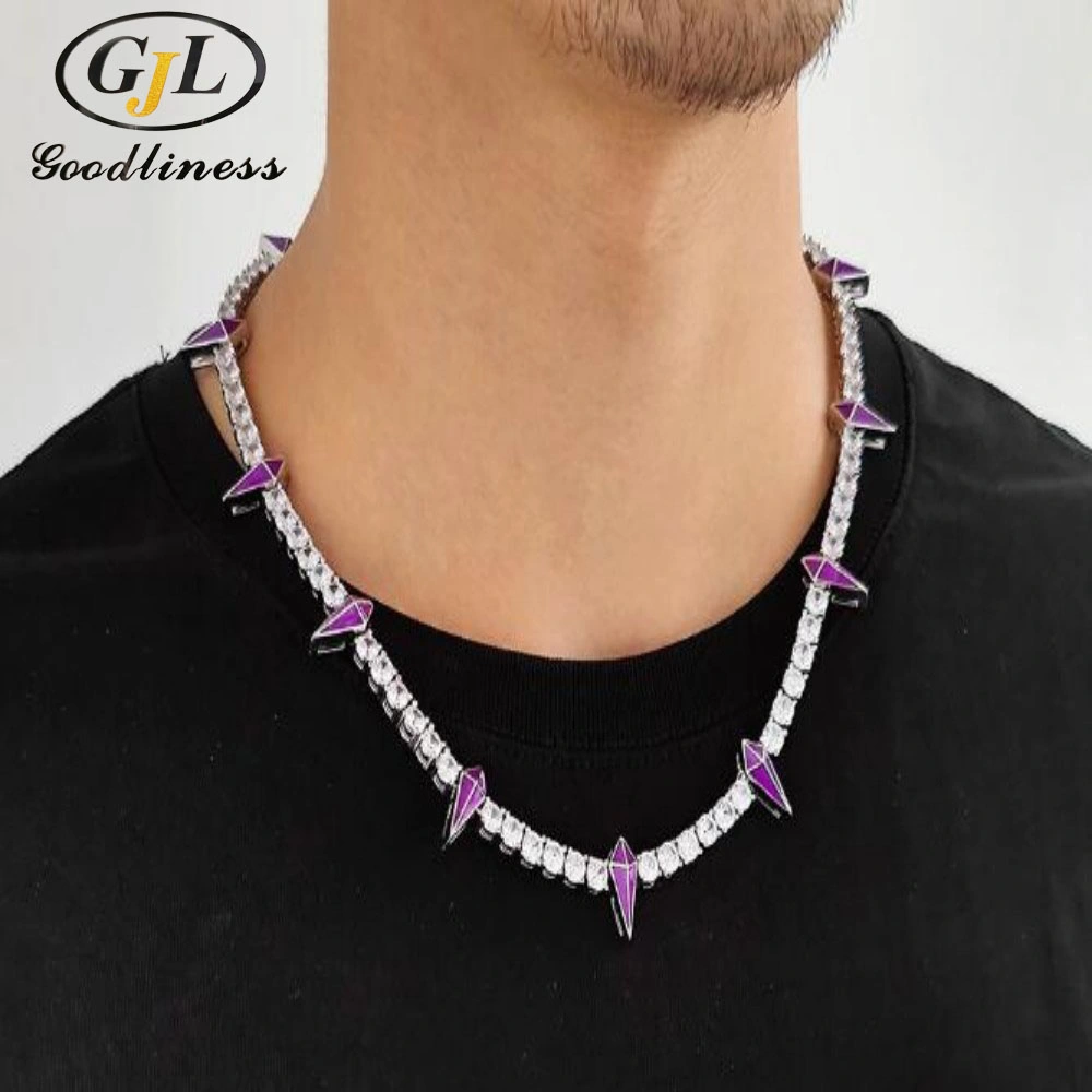 Venta caliente collar de cadena de Tenis de latón Hiphop joyas para hombres