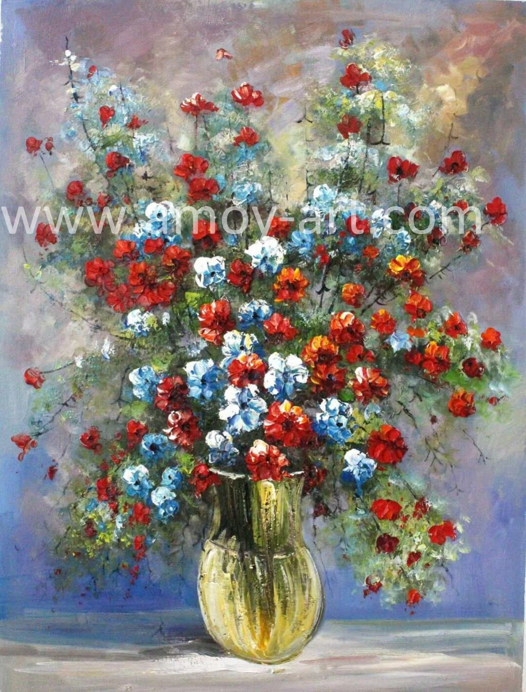 Handmade Heavy Oil Flower Oil Paintings for Home Decoration