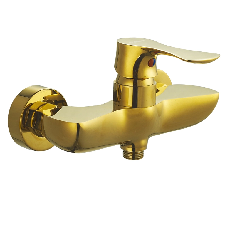 Single Lever Golden Finish Bath Shower Faucet Mixer for Bathroom