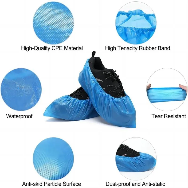 Disposable Antistatic Cleanroom Waterproof CPE Plastic Surgical Medical Non-Slip Boot Shoe Cover