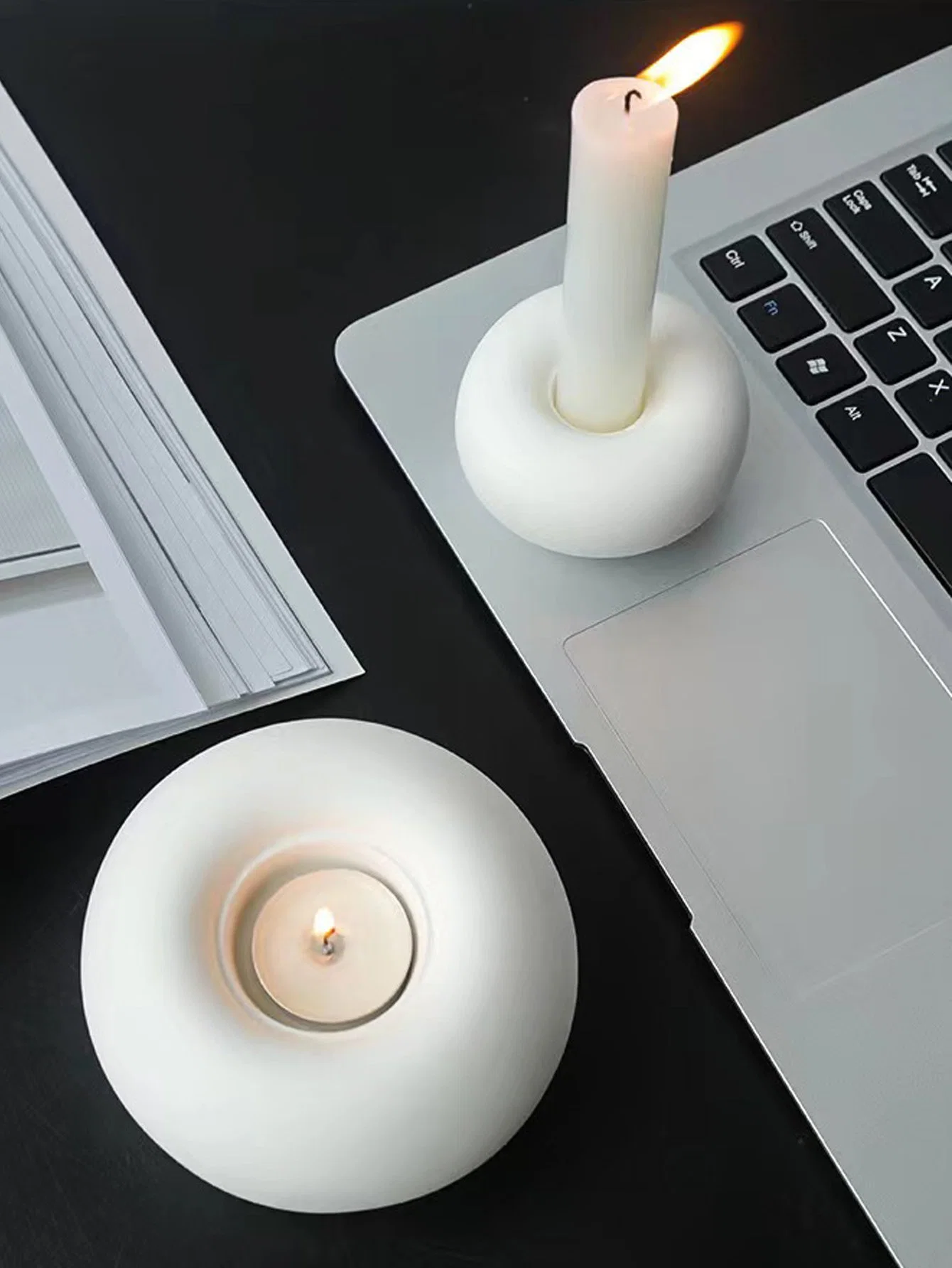 New White Plaster Candle Holder, Round Shape, U Shape. Candle Holder for Tealight and Pillar Candles