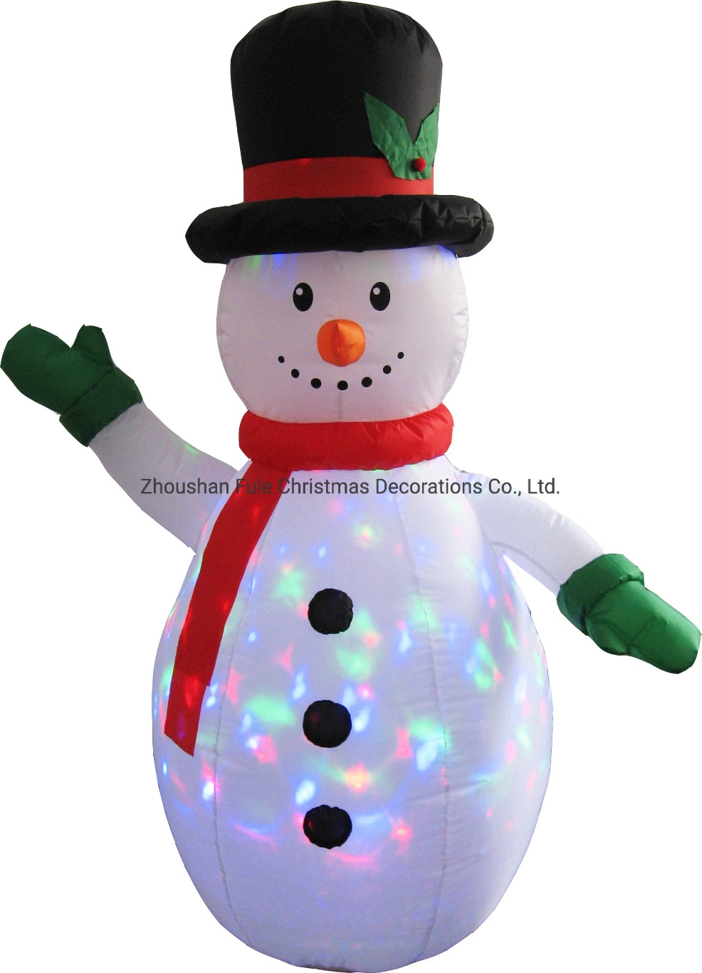 Air Blown Inflatable Snomwan with Swirling Projection Lighting for Christmas Decor.