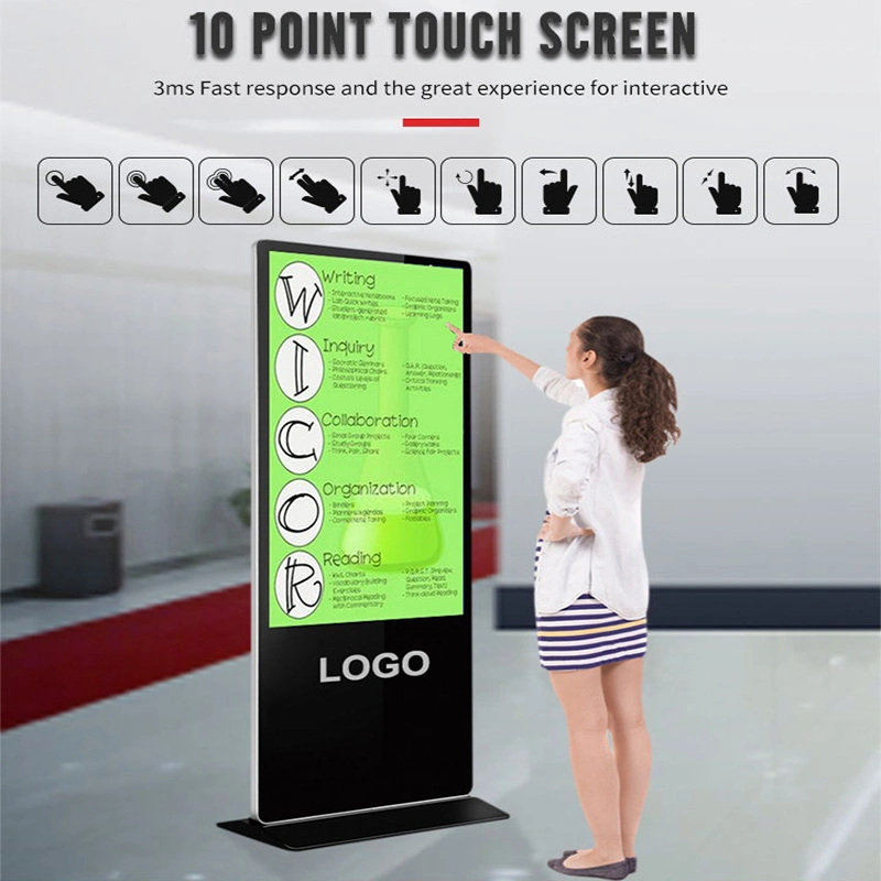 Totem d'affichage numérique LCD TFT sur pied Écran vertical Lecteur vidéo Média Kiosque numérique autonome Affichage publicitaire intérieur