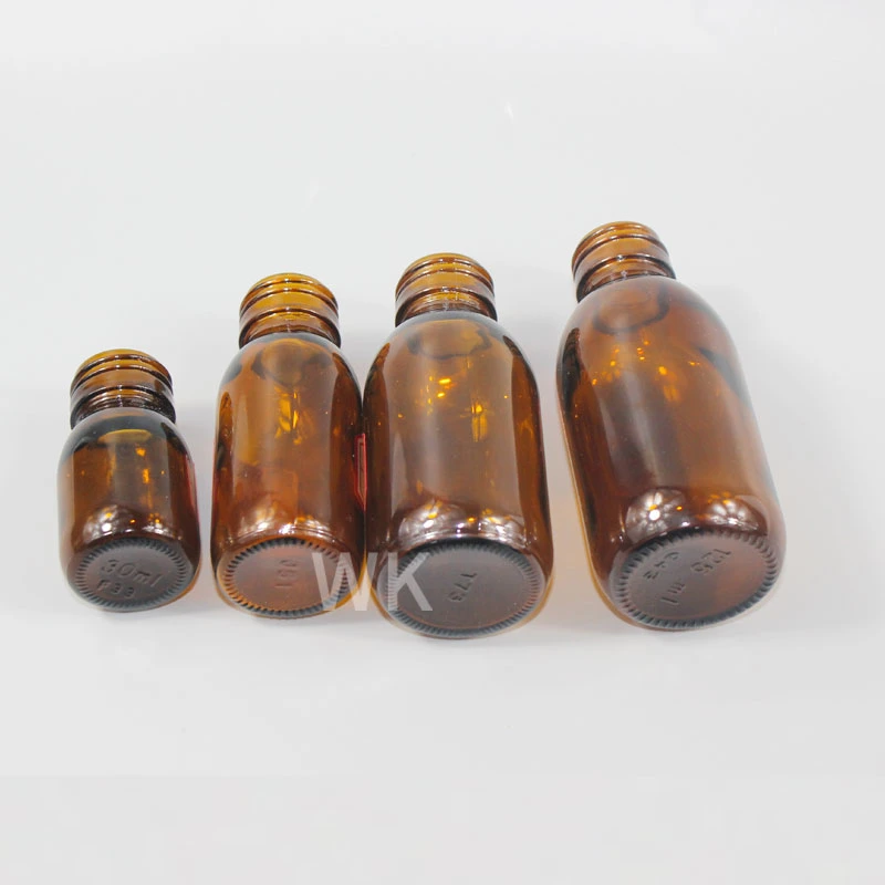 60ml 125ml 100ml Amber Syrup Glass Bottle with Tamper Proof Cap CRC Cap