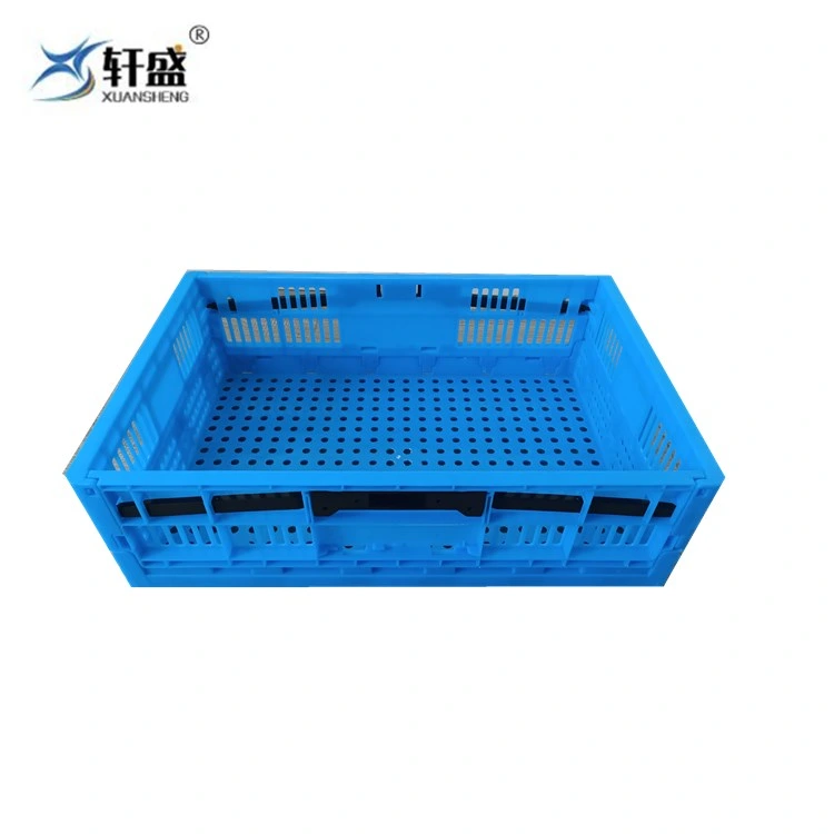 Folding Plastic Turnover Basket Quare Storage Stacking Basket with Holes