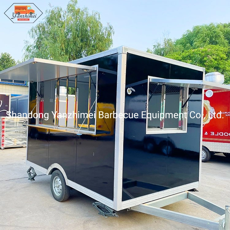 Wooden Custom Fast Food Truck Trailer Mobile Kitchen with Square Shape