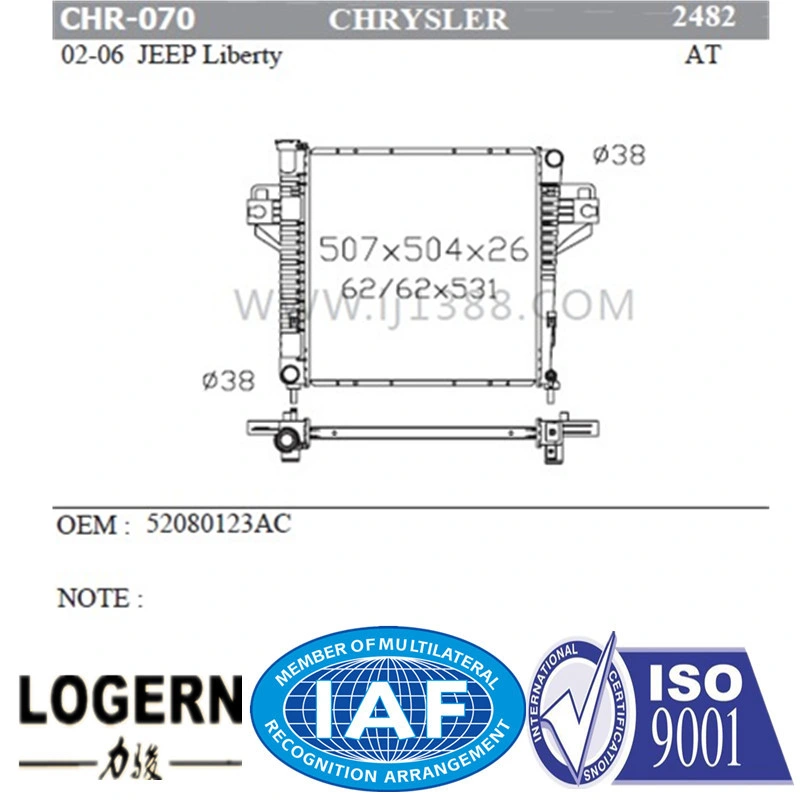Brazed Auto Radiator for Chrysler Jeep Liberty&prime; 02-06 at Dpi: 2482