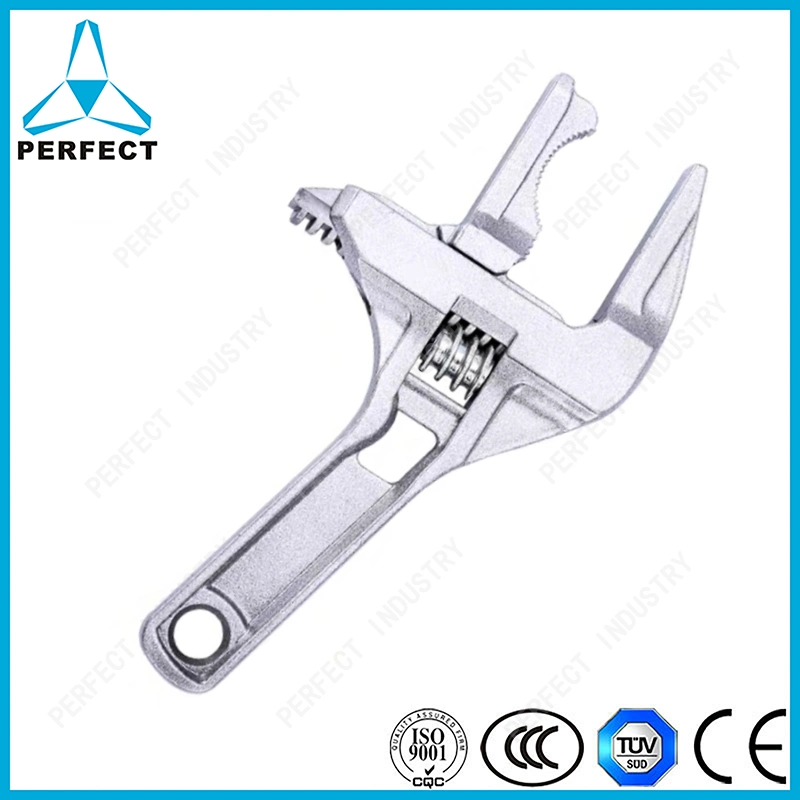 Lightweight Short Handle Large Opening Adjustable Wrench for Bathroom Pipe