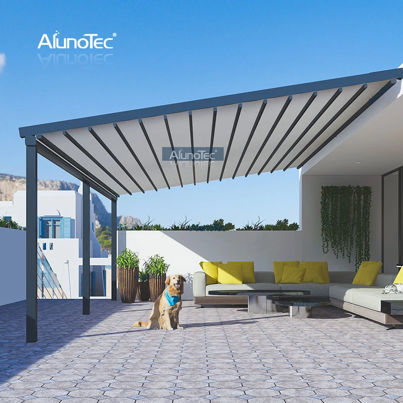 Factory ODM Modern Aluminium Motorized Awning Pergola Design Garden Awning Terrace Roof Gazebo Covers Sun Shading Retractable Canopy Roof