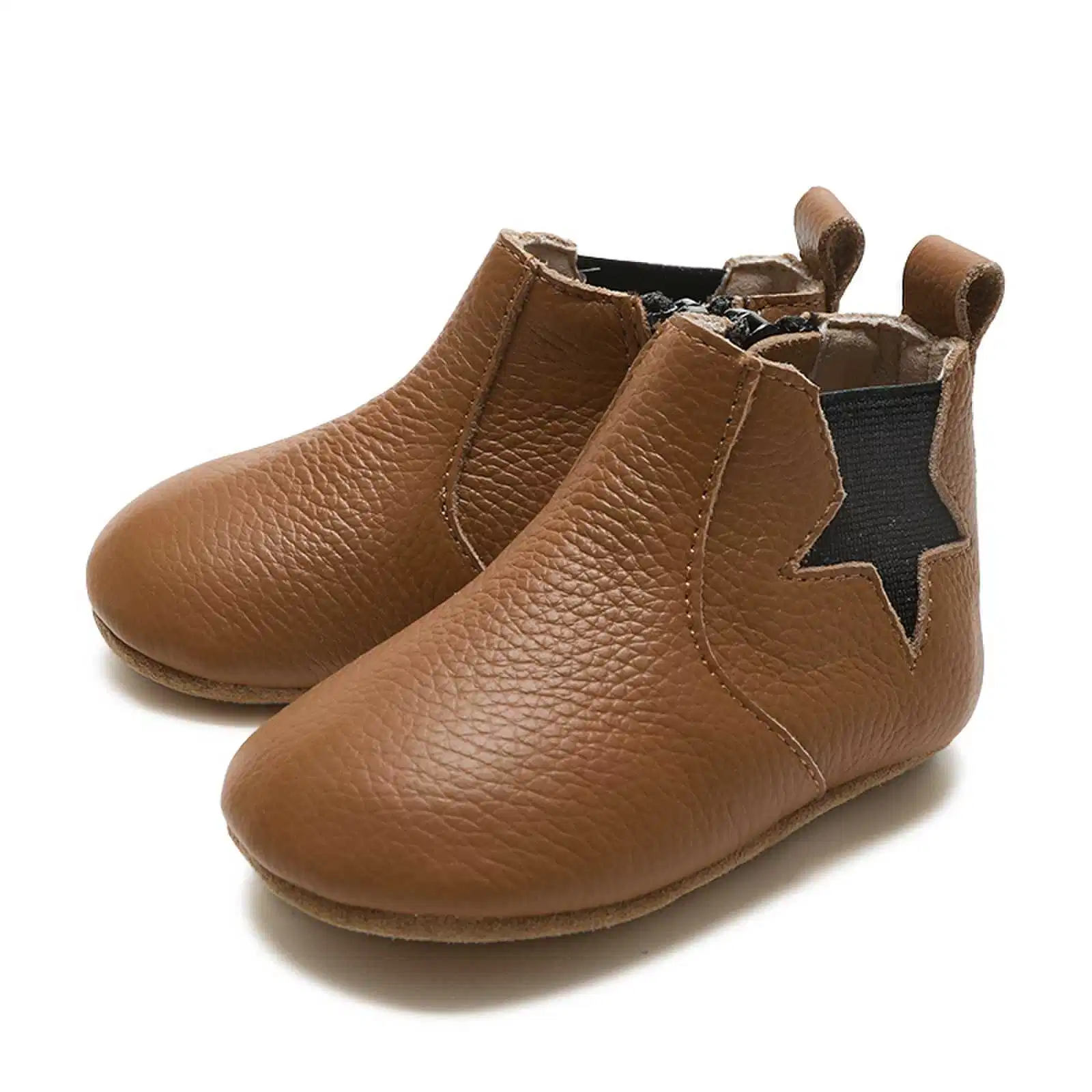 Muster Customization Großhandel/Lieferant Braun Echtes Leder Weiche Stiefel Kleinkind Baby Schuhe für Kinder Jungen Mädchen