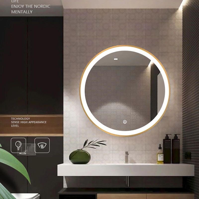 Round Smart Touch Sensor LED Makeup Bathroom Mirror Furniture for Home Decoration Hotel